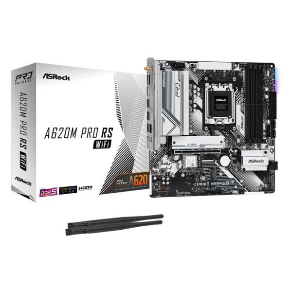 ASRock A620M PRO RS WIFI AMD Ryzen DDR5 Micro ATX Motherboard - Socket AM5