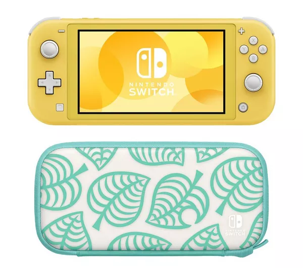 NINTENDO Switch Lite (Yellow) & Switch Lite Carrying Case (Animal Crossing: New Horizons Edition) Bundle