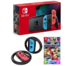 NINTENDO Switch Neon, Mario Kart 8 & Joy-Con Racing Wheels Bundle