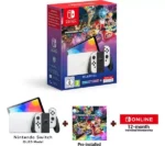 NINTENDO Switch OLED White & Mario Kart 8 Deluxe & Nintendo Switch Online 12 Month Membership Bundle