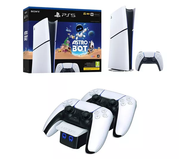 SONY PlayStation 5 Astro Bot Digital Edition Bundle (Model Group - Slim) & Twin Docking Station Bundle