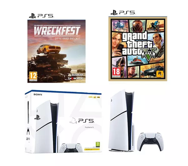 SONY PlayStation 5 (Model Group - Slim), Grand Theft Auto V & Wreckfest Bundle